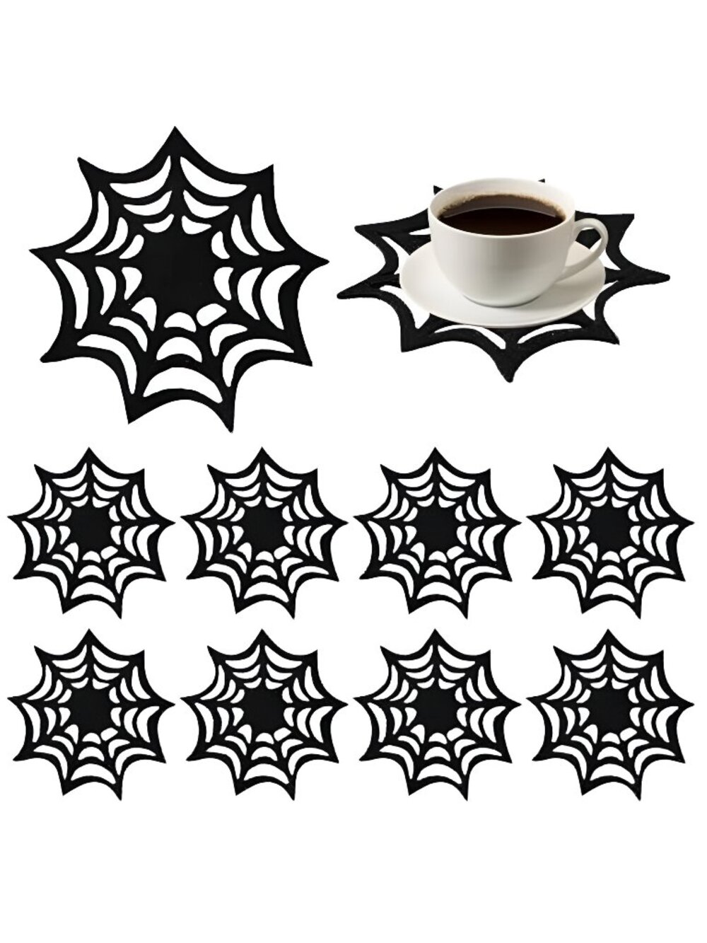 10Pcs Spider Web Coasters Cup Place Mats Non-Slip Heat Resistant
